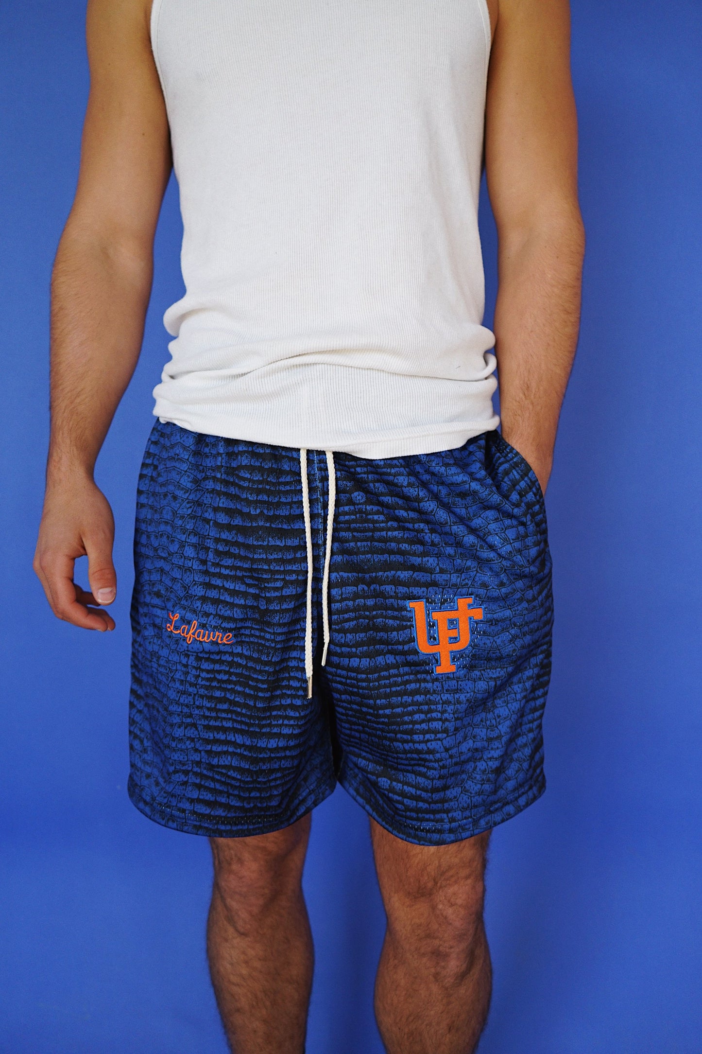 Black Gator Scale Mesh Shorts