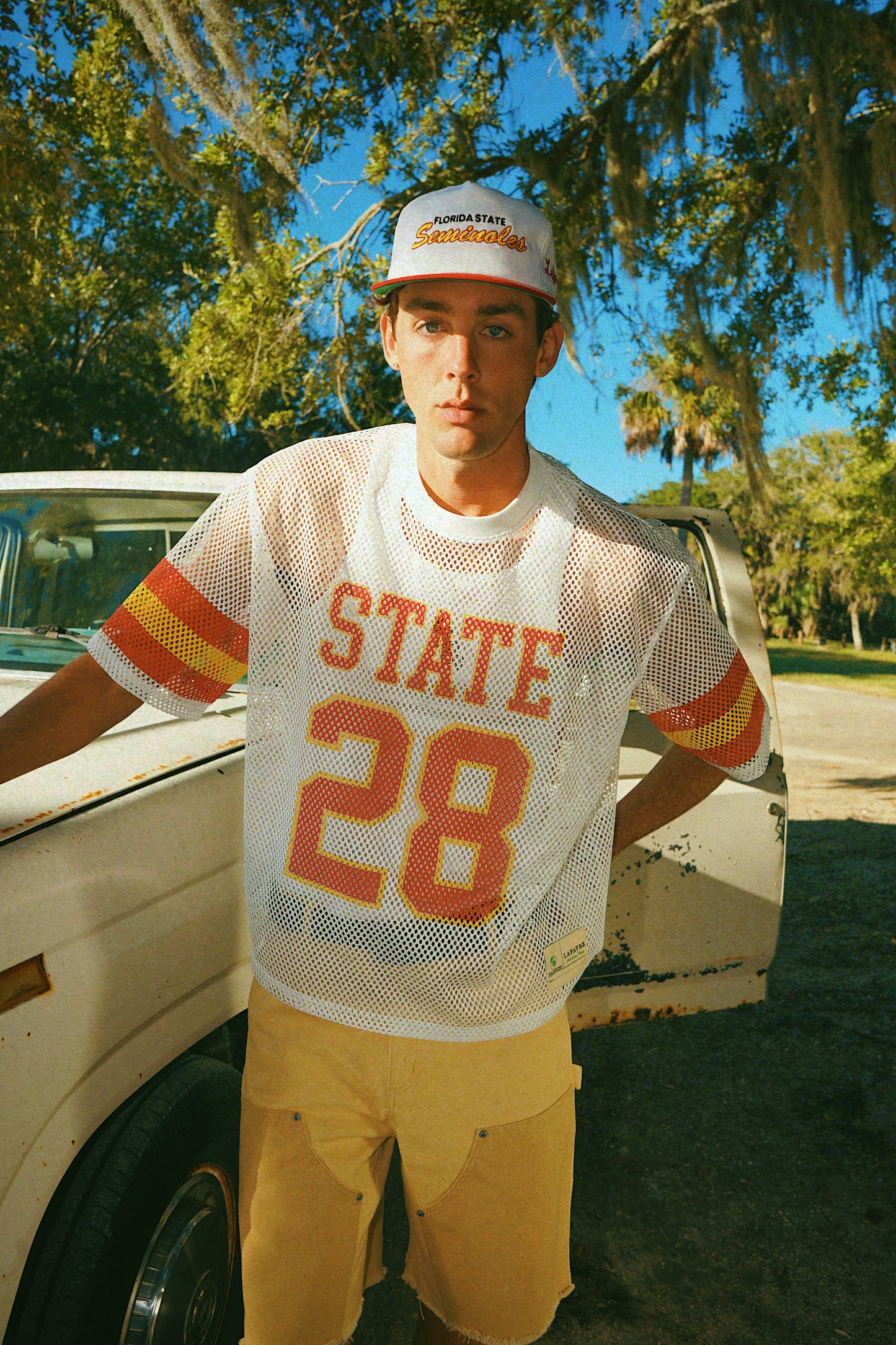 FSU White Mesh Tee